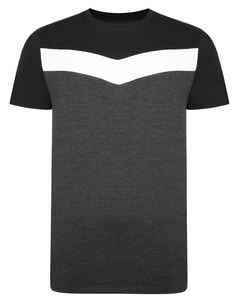 Bigdude Chevron Cut & Sew T-Shirt Charcoal